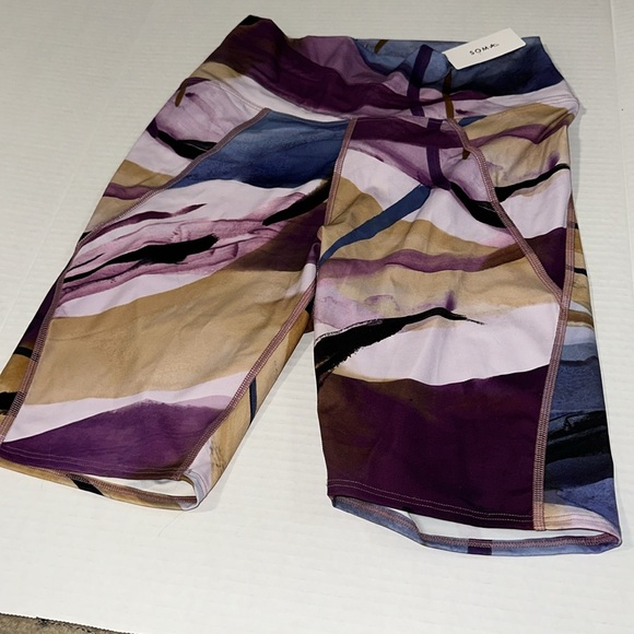 Soma WKND bike shorts size M 360 Go with the flow purple High Rise - Picture 3 of 12